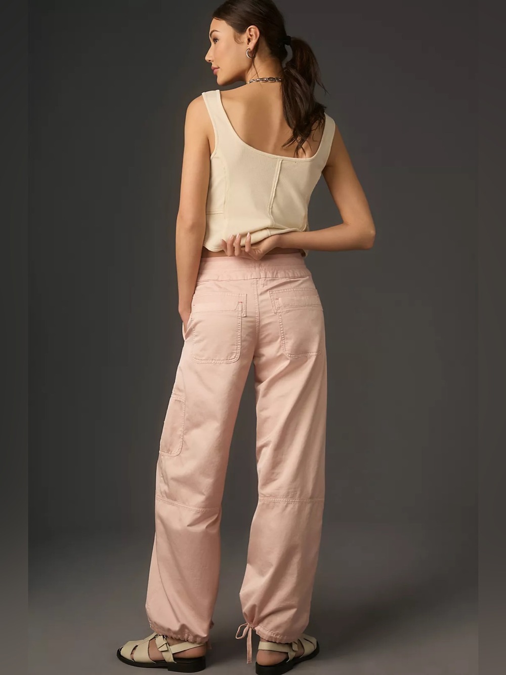 New! Anthropologie Pilcro Pink Satin Parachute Wide Leg & Jogger Pants 🎀 size 25 - Picture 4 of 10